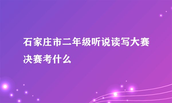 石家庄市二年级听说读写大赛决赛考什么