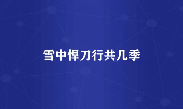 雪中悍刀行共几季