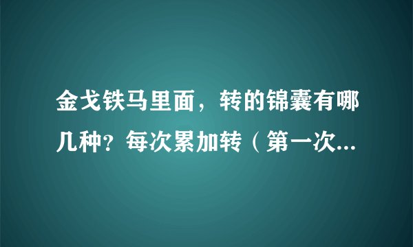 金戈铁马里面，转的锦囊有哪几种？每次累加转（第一次转、第二次转、第三次转）是消耗多少虎符？