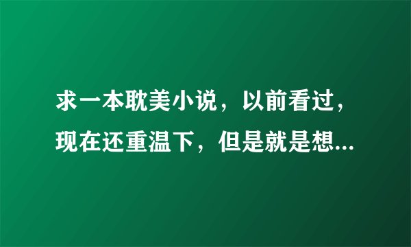 求一本耽美小说，以前看过，现在还重温下，但是就是想不起来叫啥名了。杯具啊！！！