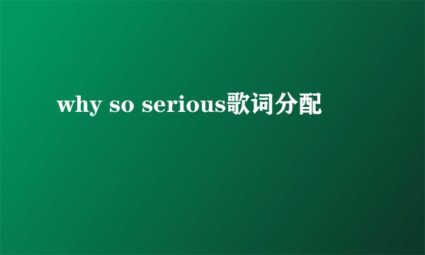 why so serious歌词分配