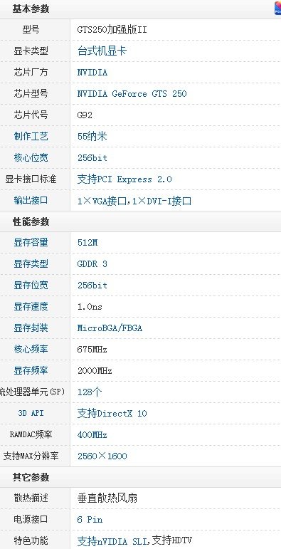 影驰ＧＴＳ２５０功耗大不大？