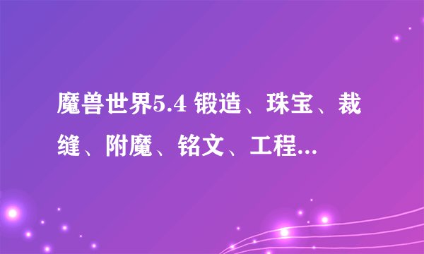 魔兽世界5.4 锻造、珠宝、裁缝、附魔、铭文、工程、制皮，，这七个专业，每天的日常是什么