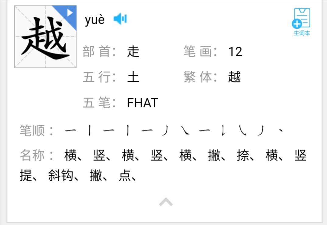 越的拼音和组词