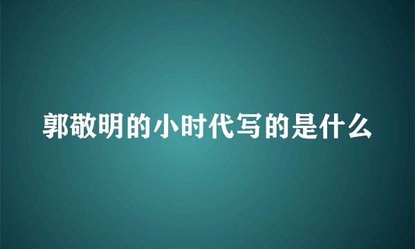 郭敬明的小时代写的是什么