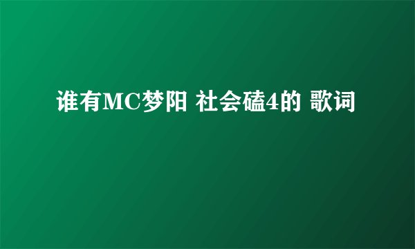谁有MC梦阳 社会磕4的 歌词