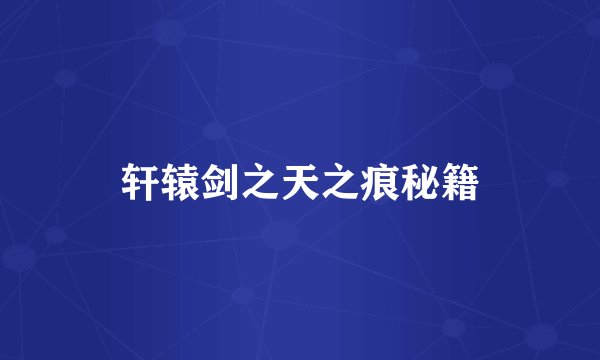 轩辕剑之天之痕秘籍