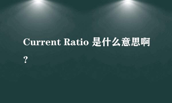 Current Ratio 是什么意思啊？