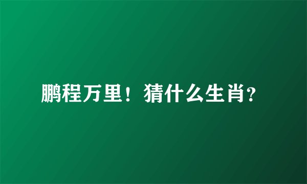 鹏程万里！猜什么生肖？
