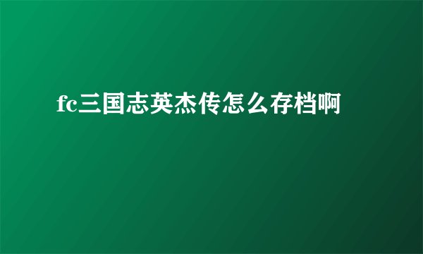 fc三国志英杰传怎么存档啊