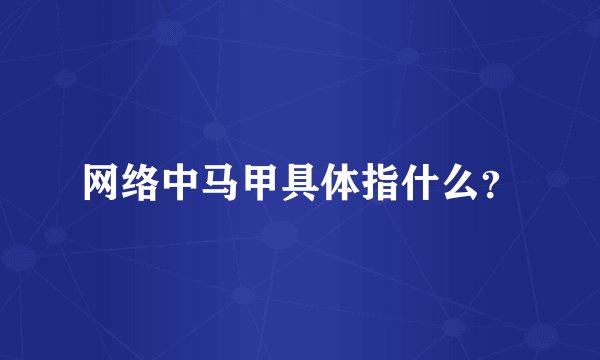 网络中马甲具体指什么？
