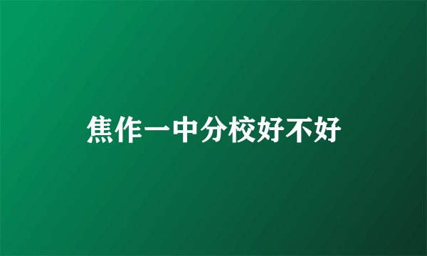 焦作一中分校好不好