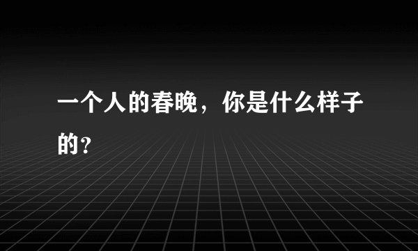一个人的春晚，你是什么样子的？