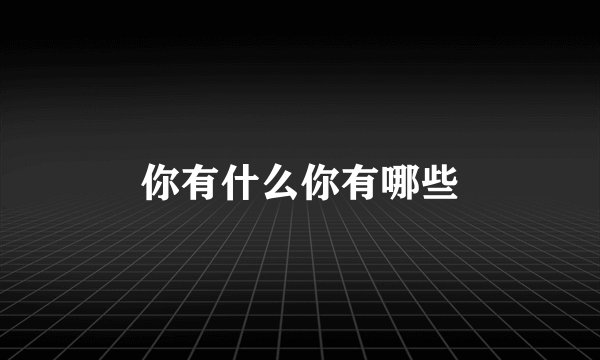 你有什么你有哪些
