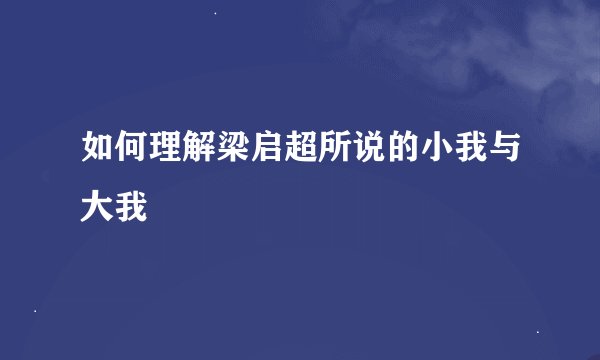 如何理解梁启超所说的小我与大我