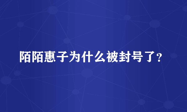 陌陌惠子为什么被封号了？