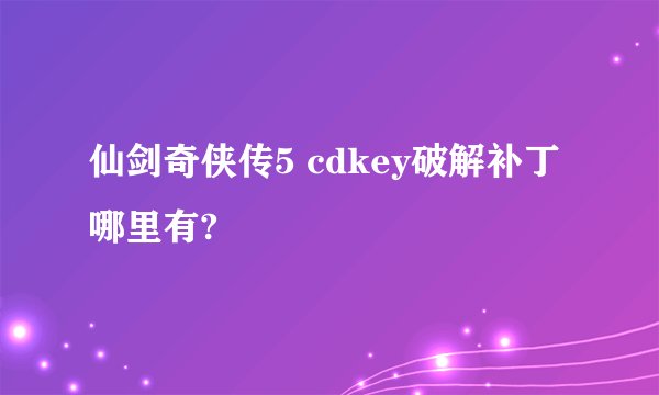 仙剑奇侠传5 cdkey破解补丁 哪里有?