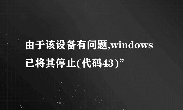 由于该设备有问题,windows已将其停止(代码43)”