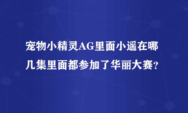 宠物小精灵AG里面小遥在哪几集里面都参加了华丽大赛？