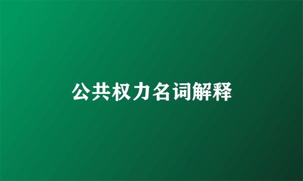 公共权力名词解释