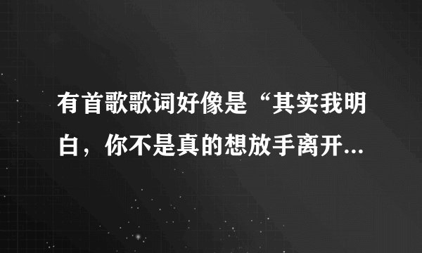 有首歌歌词好像是“其实我明白，你不是真的想放手离开”是什么歌