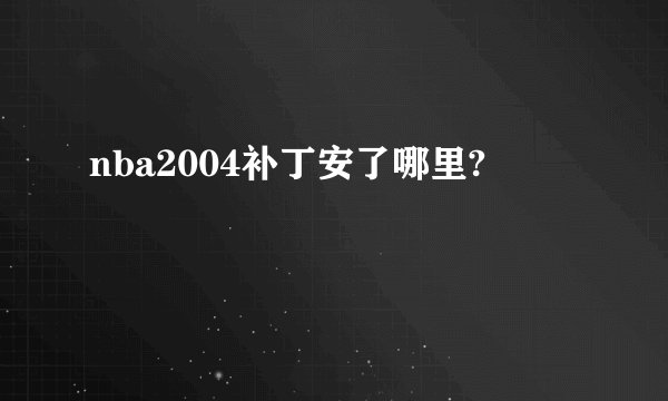 nba2004补丁安了哪里?