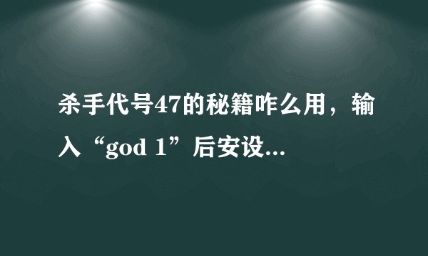 杀手代号47的秘籍咋么用，输入“god 1”后安设么键启动？