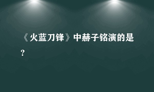 《火蓝刀锋》中赫子铭演的是?