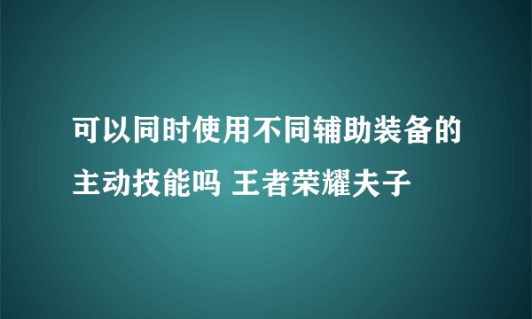 可以同时使用不同辅助装备的主动技能吗 王者荣耀夫子