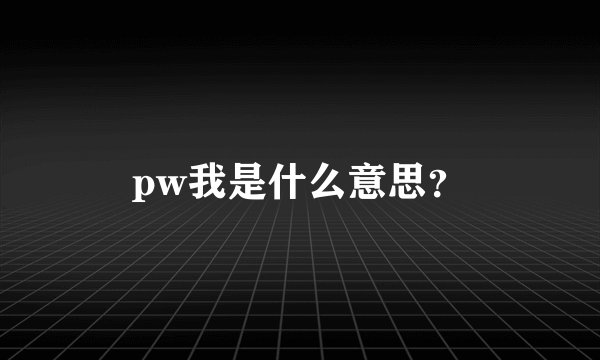 pw我是什么意思？