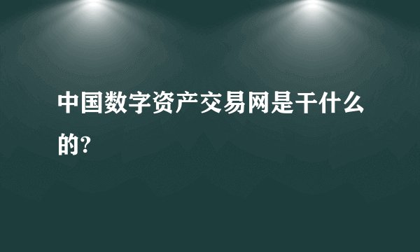 中国数字资产交易网是干什么的?