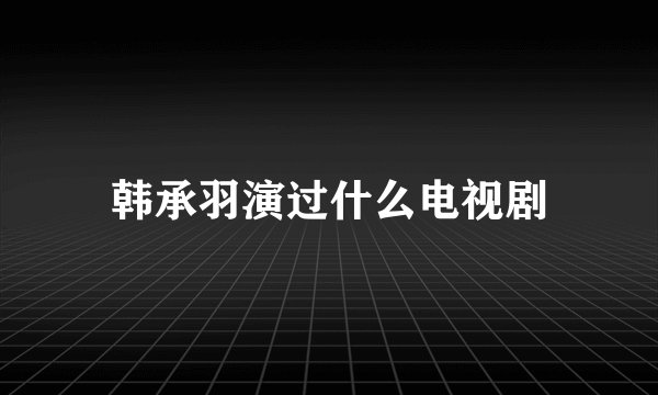 韩承羽演过什么电视剧