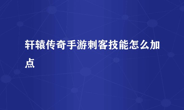 轩辕传奇手游刺客技能怎么加点