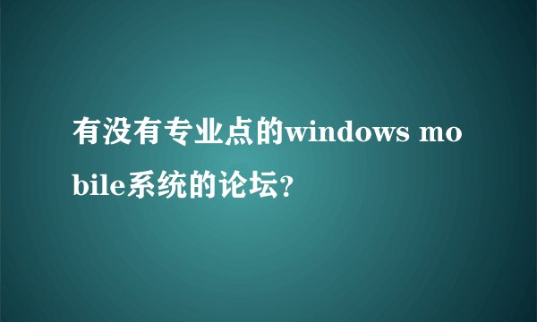 有没有专业点的windows mobile系统的论坛？
