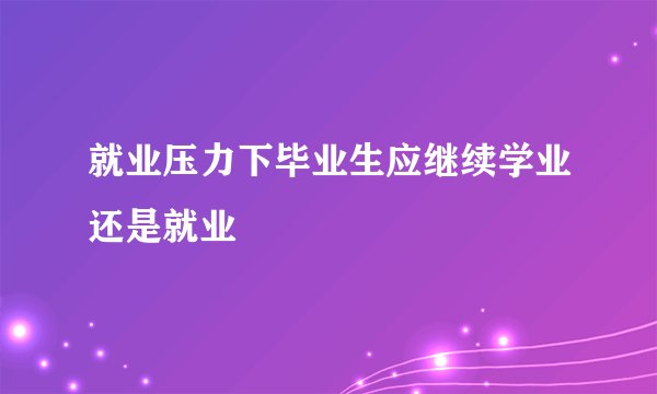 就业压力下毕业生应继续学业还是就业