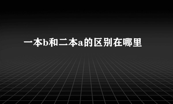 一本b和二本a的区别在哪里