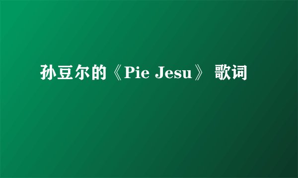 孙豆尔的《Pie Jesu》 歌词