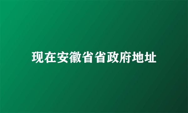 现在安徽省省政府地址