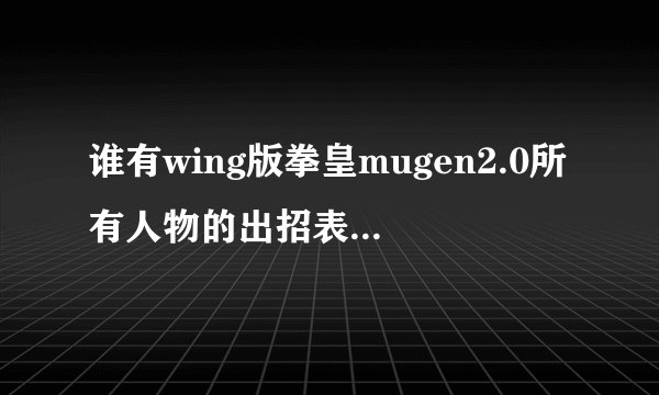 谁有wing版拳皇mugen2.0所有人物的出招表图片？跪求！