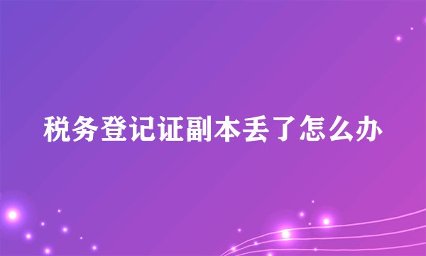 税务登记证副本丢了怎么办