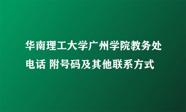 华南理工大学广州学院教务处电话 附号码及其他联系方式