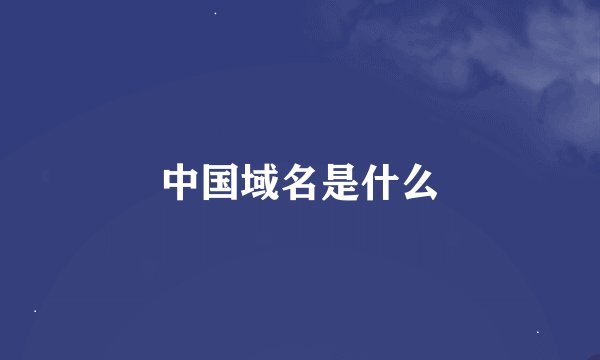 中国域名是什么