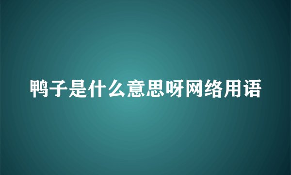 鸭子是什么意思呀网络用语