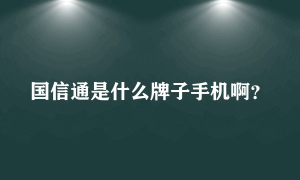 国信通是什么牌子手机啊？