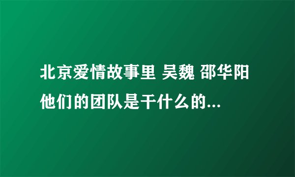 北京爱情故事里 吴魏 邵华阳 他们的团队是干什么的？具体是从事股票那个方面的？他们的钱从哪儿来的呀？
