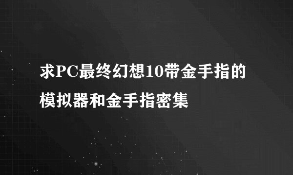求PC最终幻想10带金手指的模拟器和金手指密集