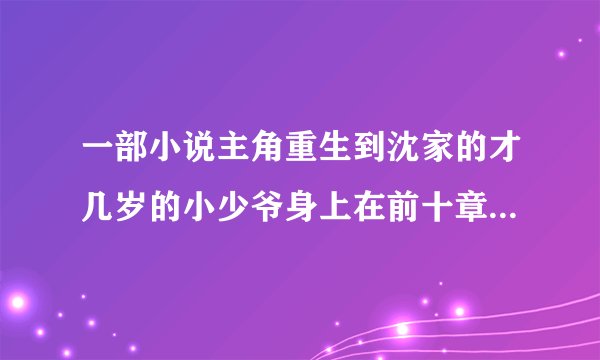 一部小说主角重生到沈家的才几岁的小少爷身上在前十章就破了他表妹的处第十三章是美女司机真心求答案一定