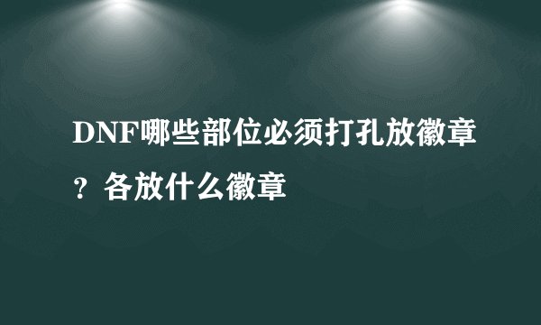 DNF哪些部位必须打孔放徽章？各放什么徽章
