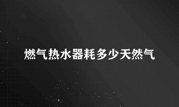 燃气热水器耗多少天然气