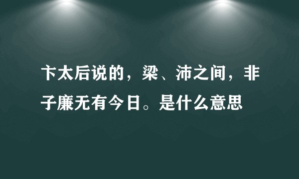卞太后说的，梁、沛之间，非子廉无有今日。是什么意思